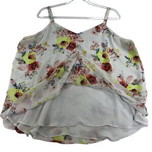Torrid 2X Sophie Rose Swing Cami Flowy Tank Top White Neon Green Bloomcore Boho